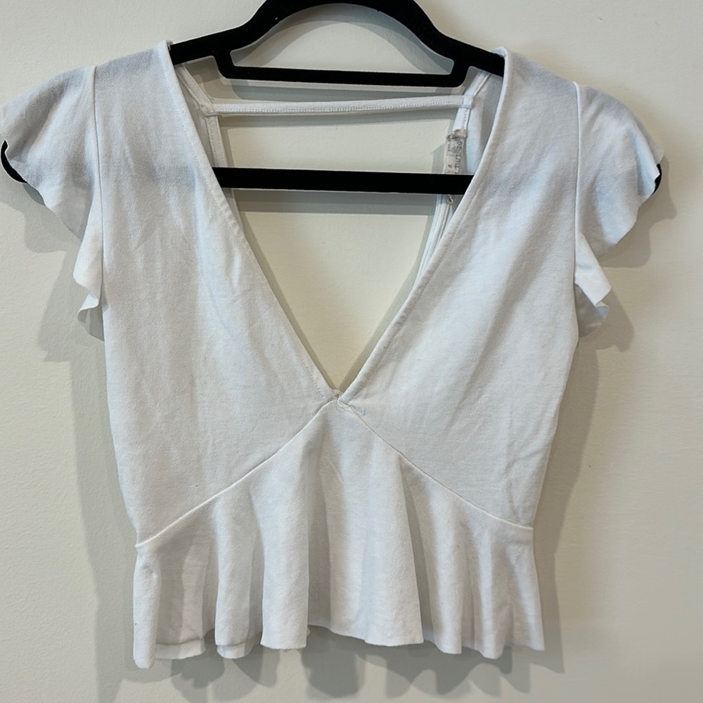 White V-neck crop top